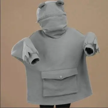 Cartoon Hoodie Frog Pullover Oversized Embroidery Logo Heavy Weight Hoodies