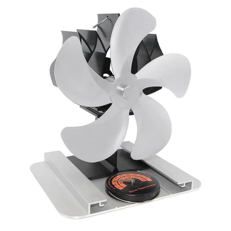 2022 New Aluminum Alloy Wood Burning Heat Powered Low Noise Stove Top Fan Fireplace Fan