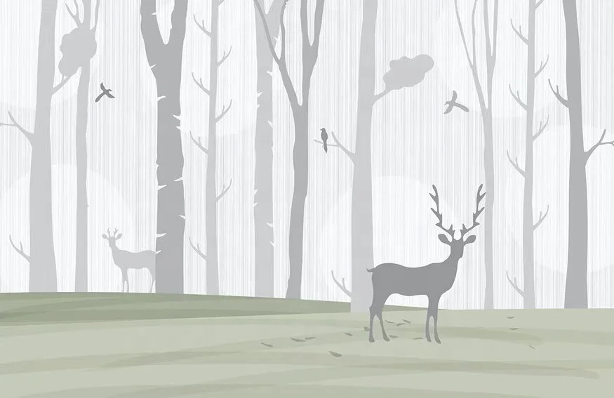 chrismas theme dark grey snow elk forest tree design print big size custom up to 3*5m & 3.2*10m/piece high-end fabric wallpaper