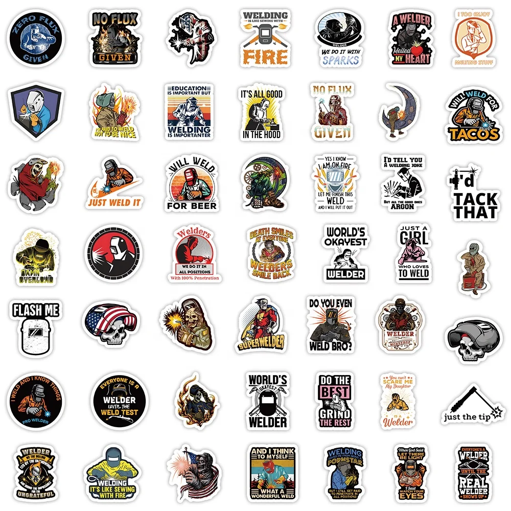 103pcs Cartoon Electric Welder Sticker Custom Waterproof Vinyl Decor Skateboard Luggage Laptop Electric soldering Stickers