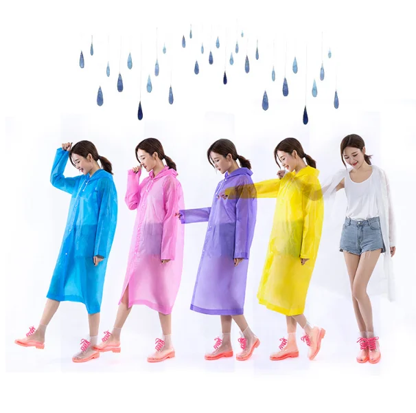 
White Transparent Hooded Long Raincoat for Man and Woman Waterproof EVA Rain Wear 