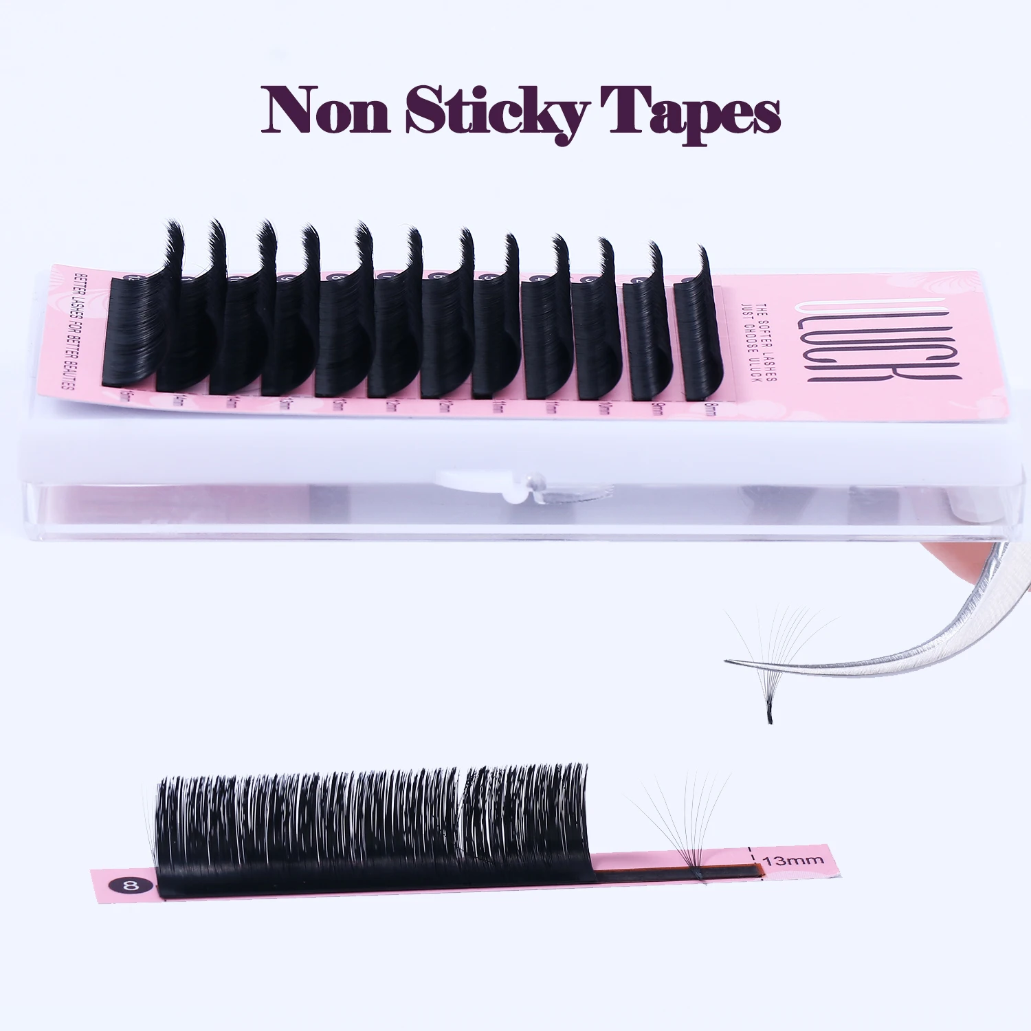 ULUCK Mix Length C D Curl Hand Made Matte Black Self-Making Fans Mega Volume Easy Fanning Eyelash