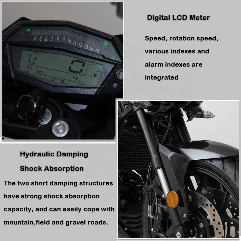 Roywell 400cc Gas Powered Street Bike Chopper Motorcycle EFI Racing Super Moto Motorcycle