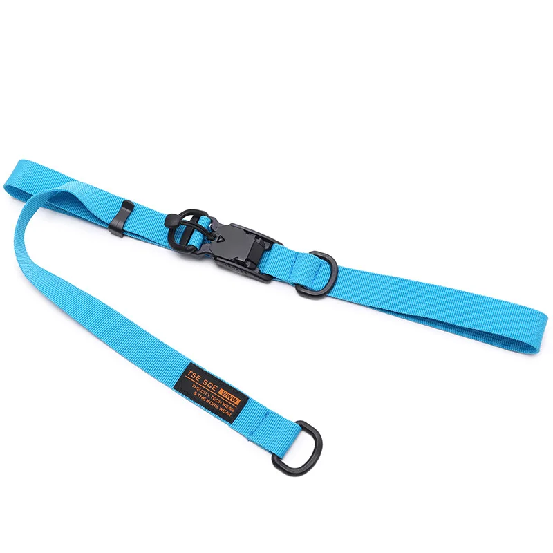 Amazon Custom Logo Blue Personality Automatic Magnetic Buckle Nylon Hiking Belt for Women Men