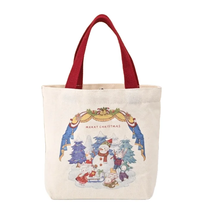 Off-the-shelf canvas bag can be customized pattern single shoulder shopping cotton bag Christmas gift hand canvas bag