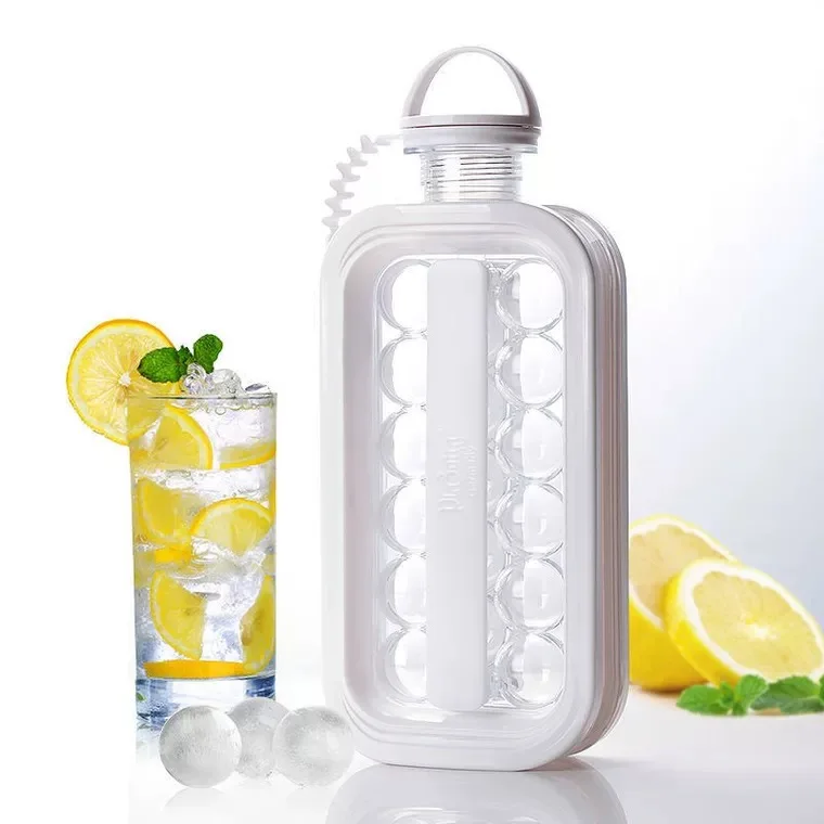 MJ Bar Kitchen Accessories Portable Ice Ball Maker Bottle 17 Grid Flat Body for Hockey Coffee Whiskey Ice Ball Maker Kettle