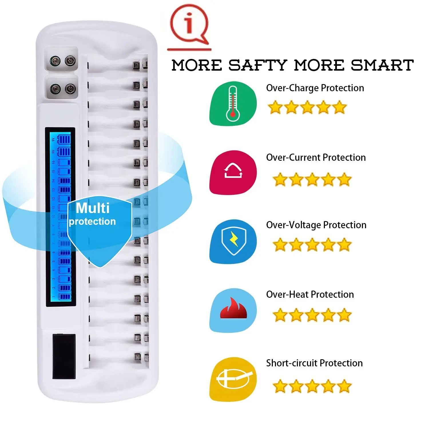 Popular aaa/aa 9V li-ion battery charger 1.2V NIMH NICD battery charger with LCD display