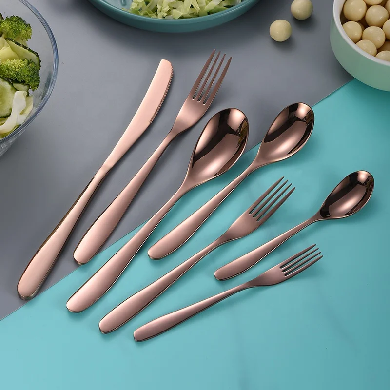 Hot selling stainless steel cutlery 304 simple style household full set of cutlery set gold-plated 4-piece gift box set