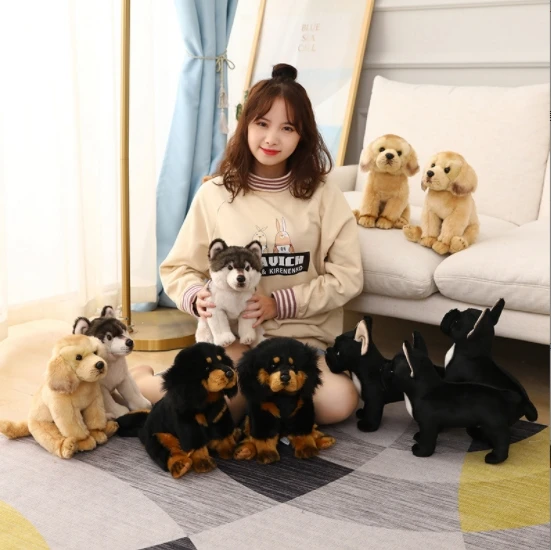 Creative simulation dog doll bulldog Schnauzer Husky plush toy for children plush toy