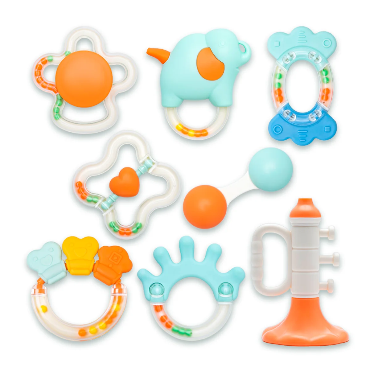 Alilo 100% Food Grade Soft 3D Silicone Teether New Born Baby Gift Set Rattle Toys