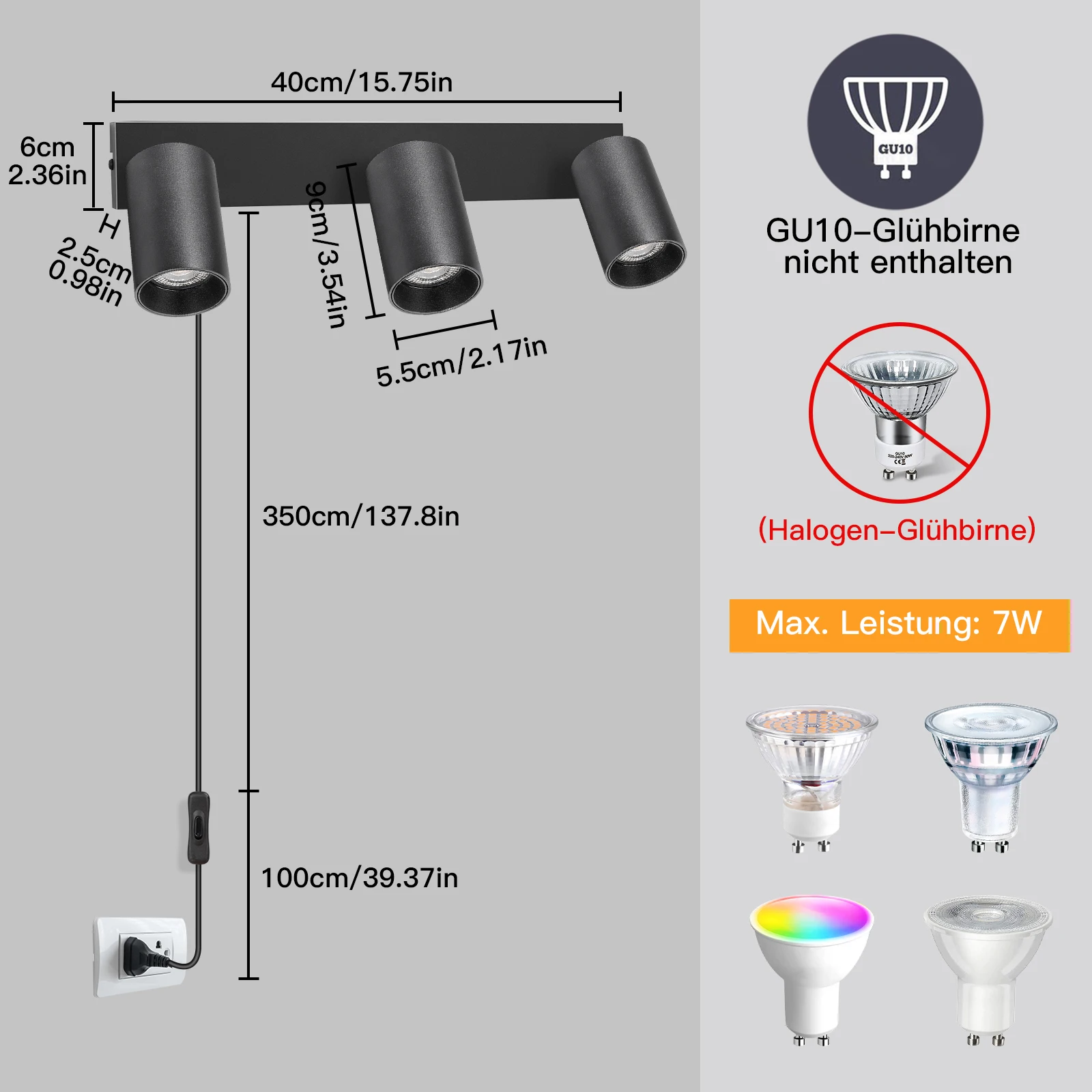 3 прожектора настенный светильник