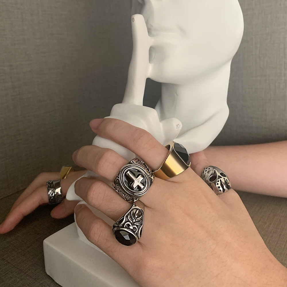 Dylam 2021 модное кольцо с бирюзовым агатом авантюрином красного цвета для мужчин кольцо с вывеской мужские ювелирные изделия Золотая нержавеющая сталь