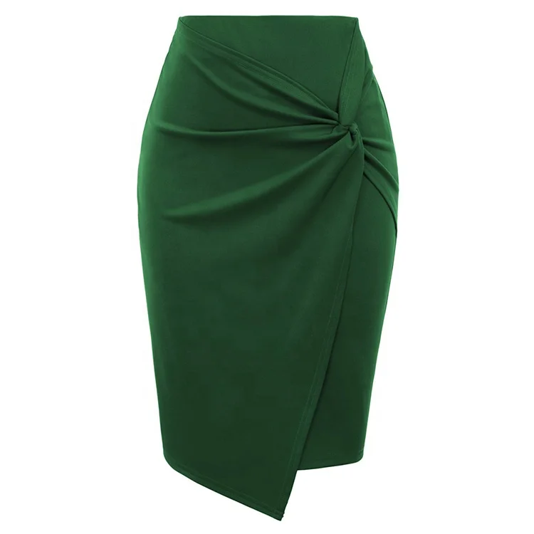 Falda Tableada Falda Shorts Green Asymmetrical Pleated Skirts Wholesale Slit Tie Up Rayon Bandage Velvet Side Velvet Women Skirt