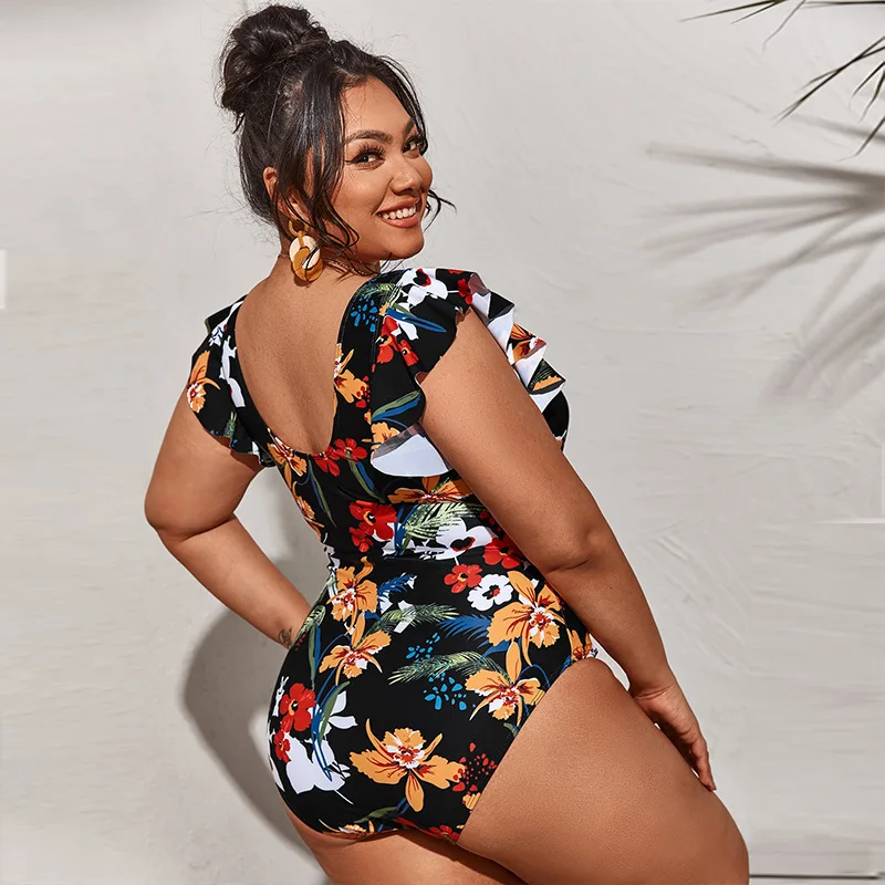 Wholesale Logo/Label Custom OEM Womens Plus Size Bikini High Waisted Swimsuits Two Piece Bathing Suits Tummy Control Swimwear