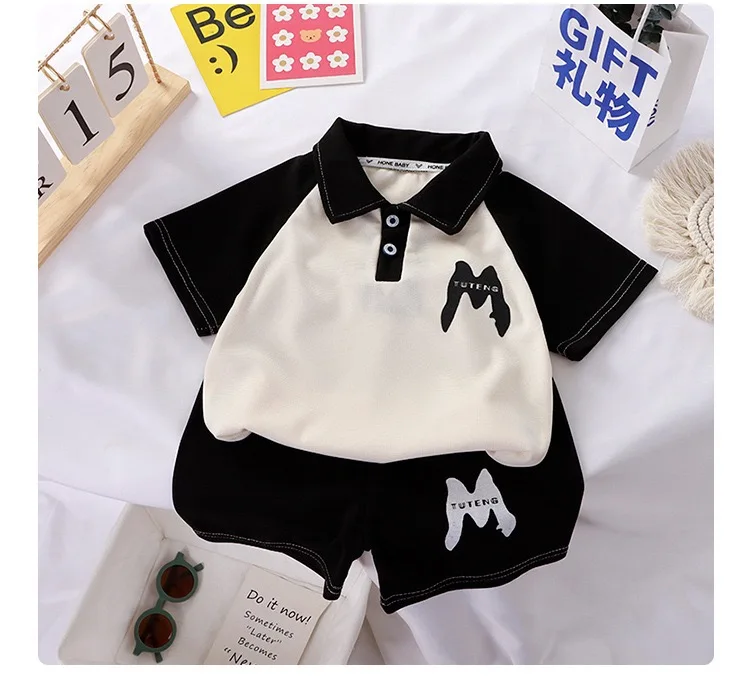 New Arrivals Wholesale Summer Kids  Clothing 2 Sets T-shirts and Shorts Casual Teen Boys and Girls Clothing 2PCS