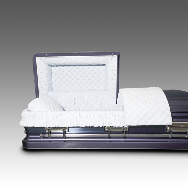 Zd cheap blue with blue brushed 18ga metal coffins and caskets for funeral