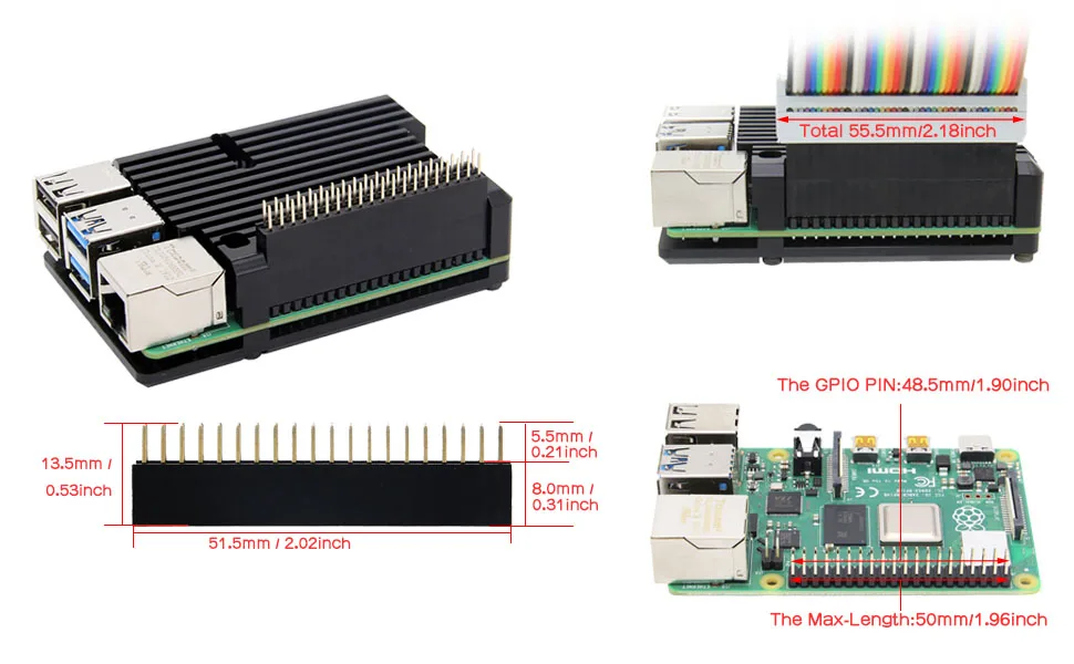 Aluminum Alloy Raspberry Pi 4  Case Pi 4 Computer Model B Housing Passive Cooling Case Compatible with Raspberry Pi  4BB
