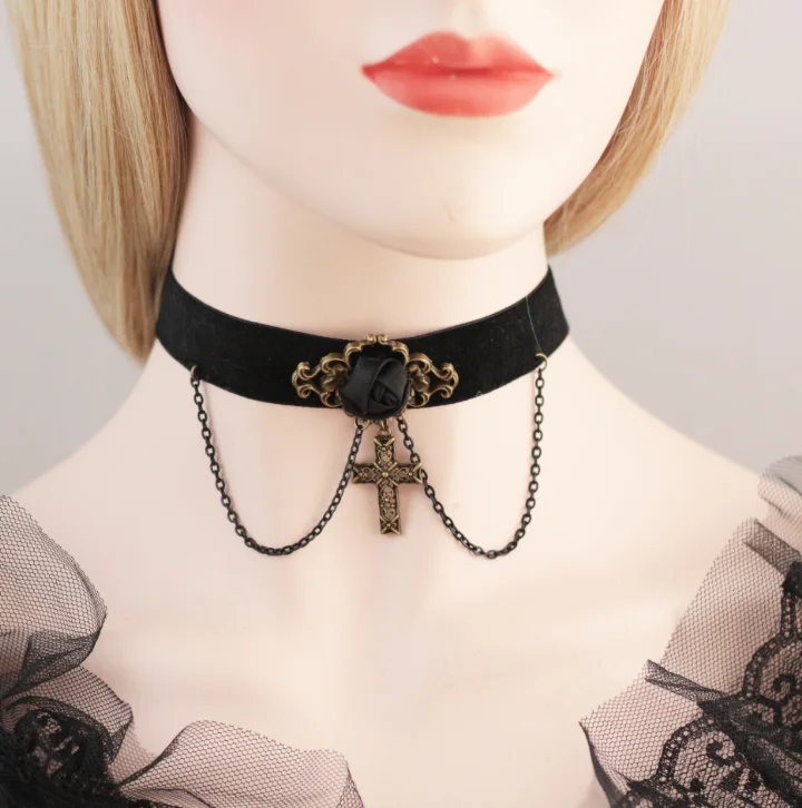 
Best selling creative black necklace female clavicle chain Classic Gothic Lace Choker 