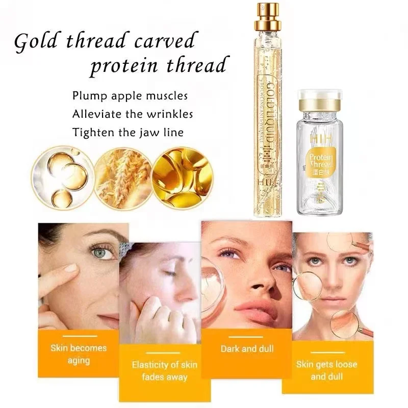 AA HIH Gold Protein Peptide Kit Collagen Soluble Protein 24k Golden Serum Set Lifting Firming Fade Fine Line Anti Aging