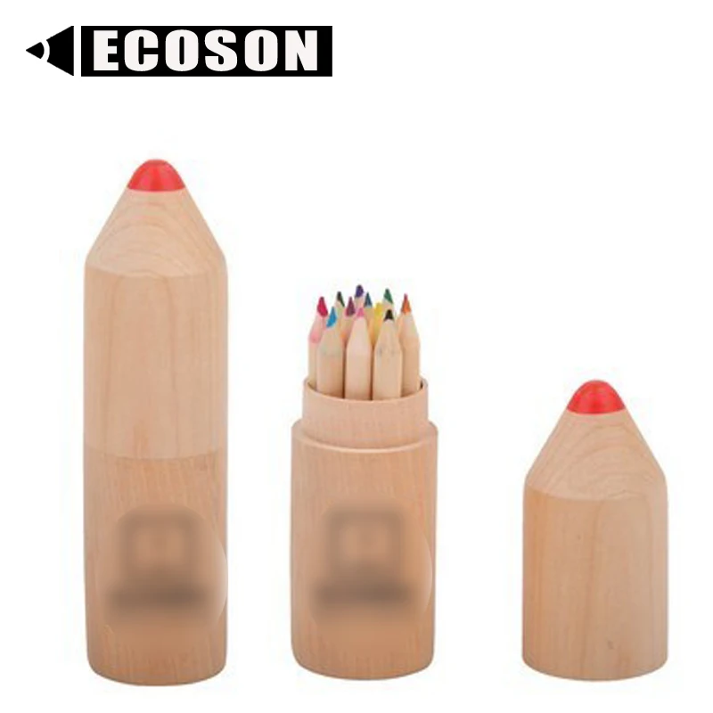 Customized Stationery 60pcs 12pcs Natural Wooden Colored Pencils Set Wooden Pencils with Wooden Box for Artist