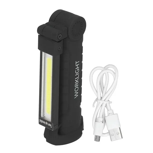 COB Torch Flashlight with Magnetic Base Rechargeable Work Light Workshop Lamp 5 Modes White/Red Light Camping Lamp for Garage