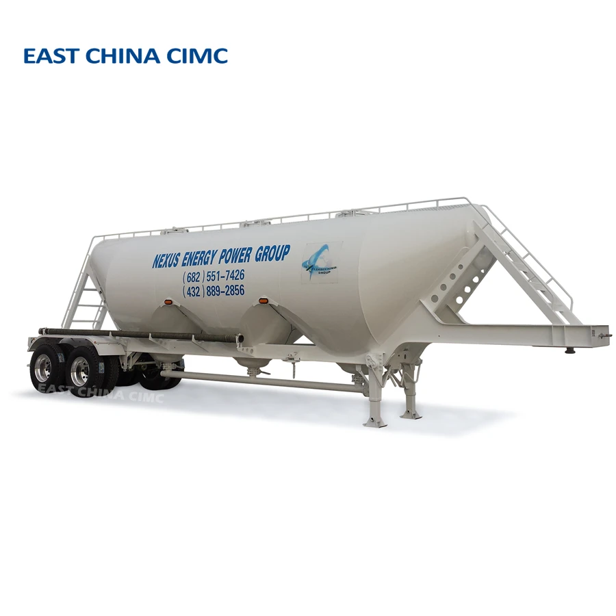 2 Axles 8 Wheels Dry Bulker Pneumatic Cement Lime Low Density Powder Tank Trailer 30cbm 60Tons Cement Tanker With 3 Hoppers