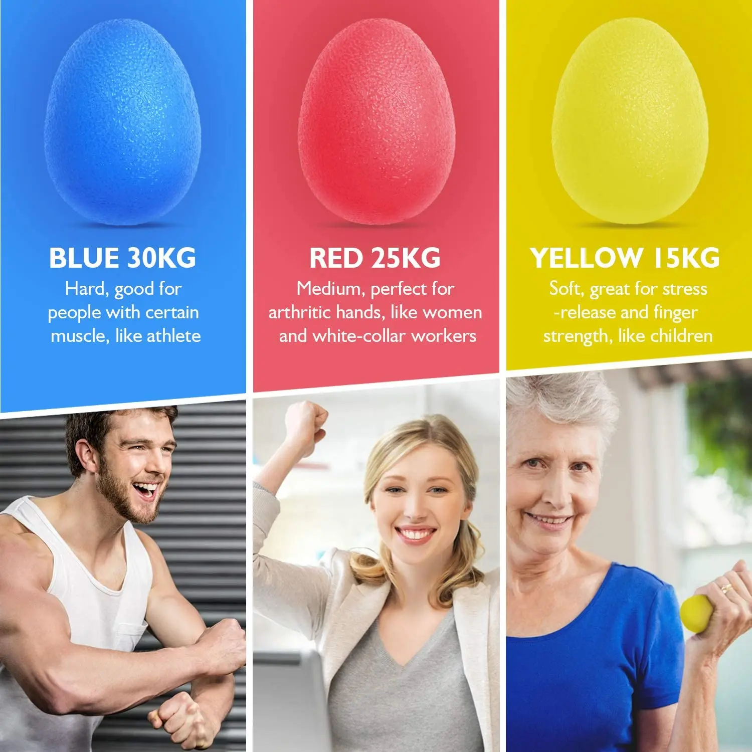 Hot Selling Soft Gel Men&Women Hand and Finger Strength Training Grip Ball, Hand Muscle Exercise Round Squeeze Ball