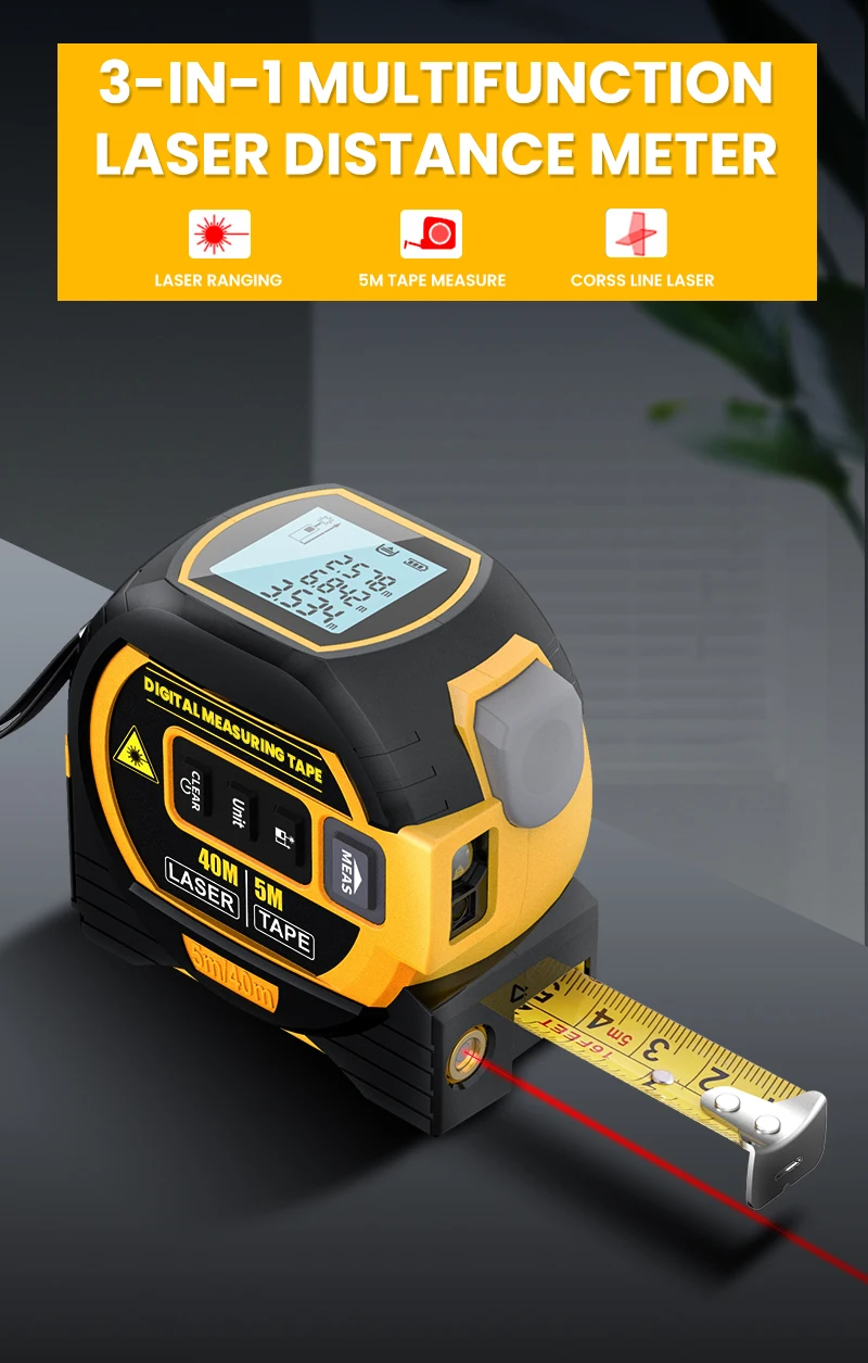 Cisivis  Hot Sale 3 in 1 Digital Laser Tape Laser Cross Line Laser Distance Meter