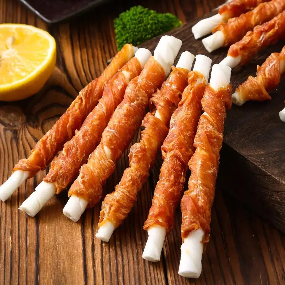 Dog Treats Chicken Wrapped Rawhide Twist Teeth Training Treats for All Dogs