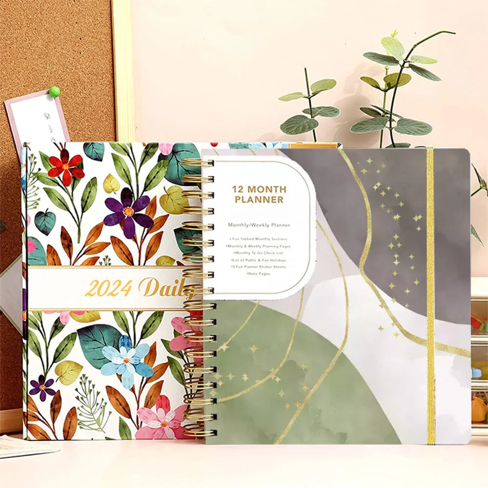 Custom Note Books 2025 Hardcover Spiral Monthly Weekly School Stationery Agenda Notebook Planner