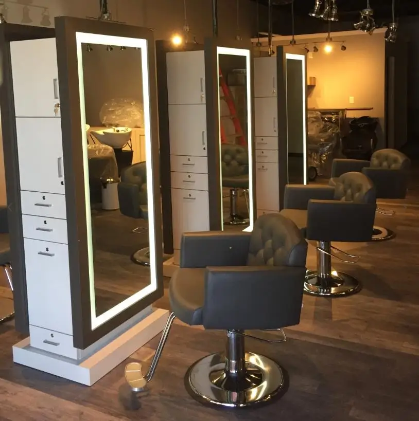 Latest fashion design salon mirrors led full length hair styling mirror