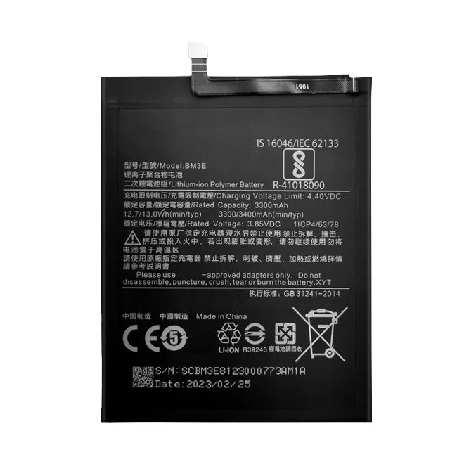 Top selling 3400mAh Replacement phone Battery For Xiaomi 8 MI8 M8 BM3E Battery