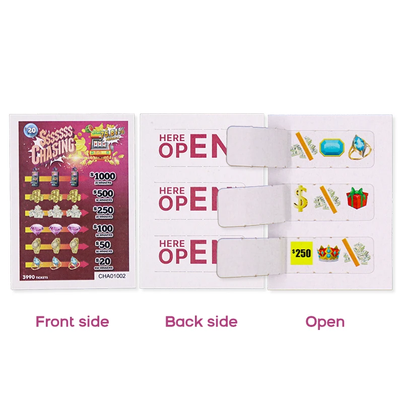 Factory free design fundraising instant bingo break opens tickets custom pull tab lottery tickets