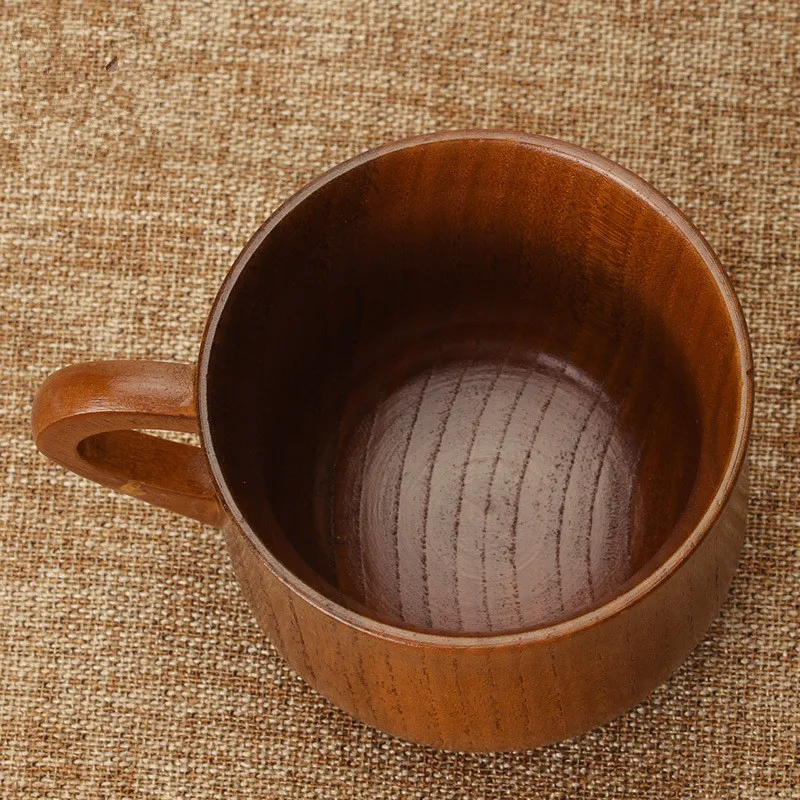 Wholesale 100% eco-friendly   Drinkware Milk Juice Tea Coffee Wooden coffee Cup With Handle  wooden cup