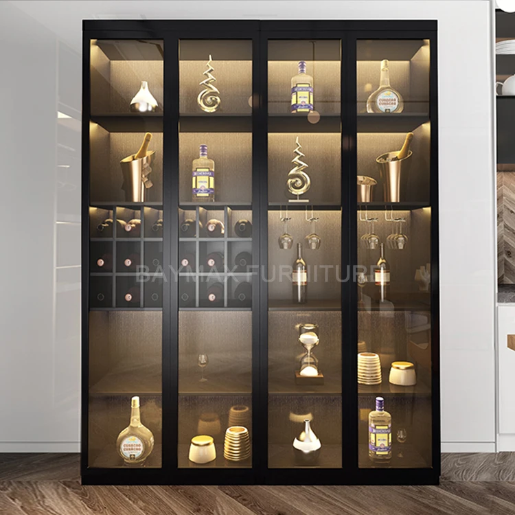 Luxury storage showcase glass display wine rack cabinet living room furniture