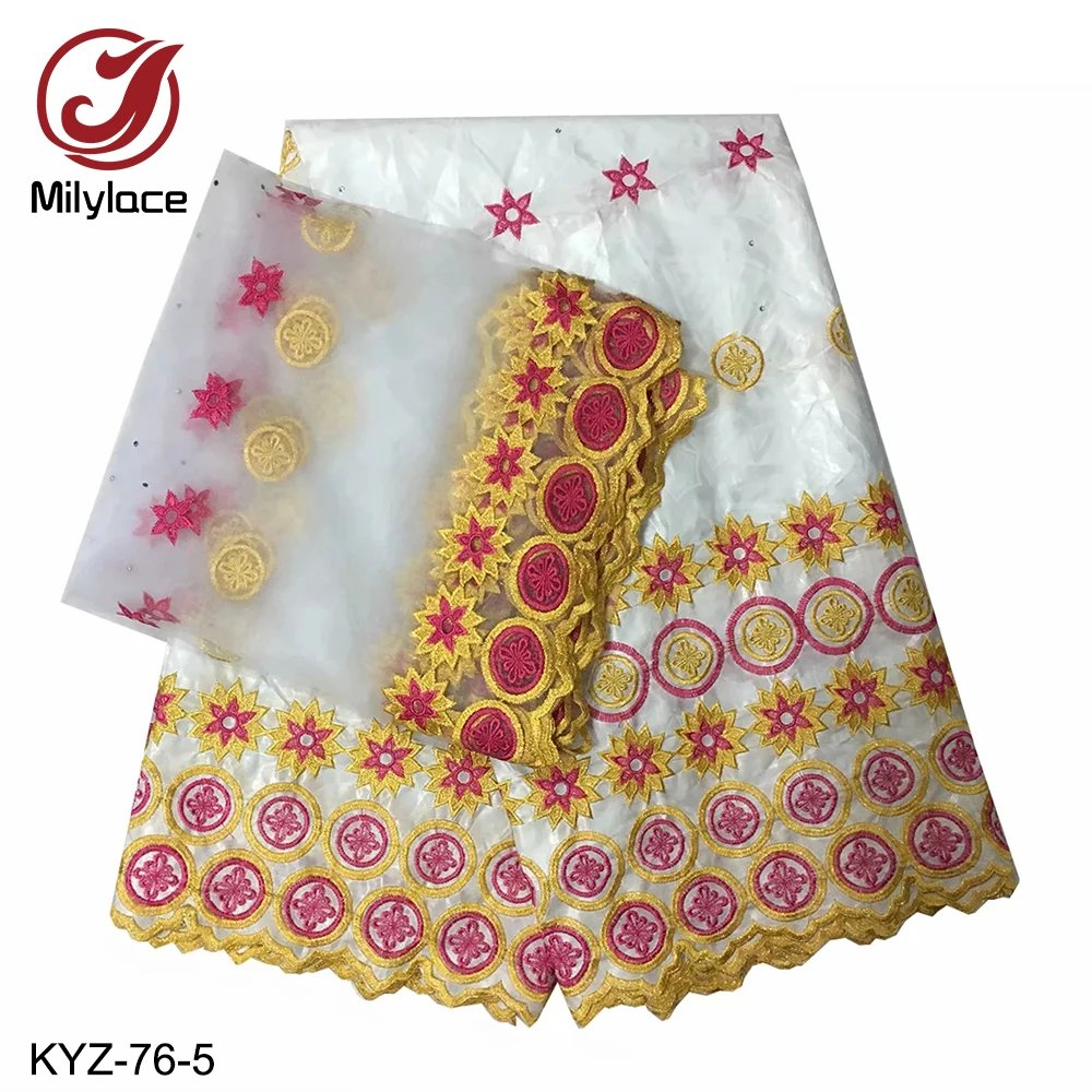 Good Quality African Embroidery Cotton Lace Guinea Brocade Bazin Fabric