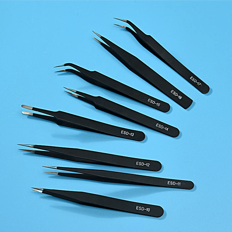 Wholesale Factory Professional Removal Tip Curved Tweezers Anti-Static Tweezers