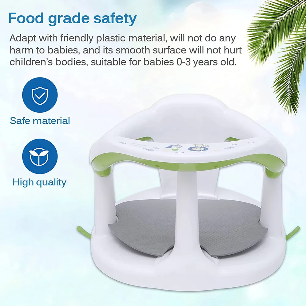 BBCare 360 Degrees Surround Non-Slip Foldable Bathtub Seat Cute Shape PP Infants 6-36 Months Suction Cups Baby Bath Seat