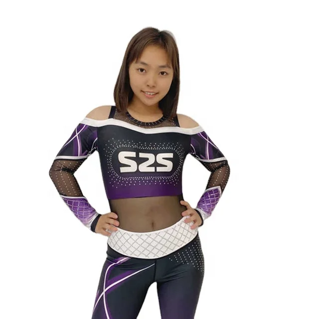 Ace Sports Wholesale High Quality Ombre Black Dance Flutter Sleeve Women Girls Long  Gymnastics Leotards