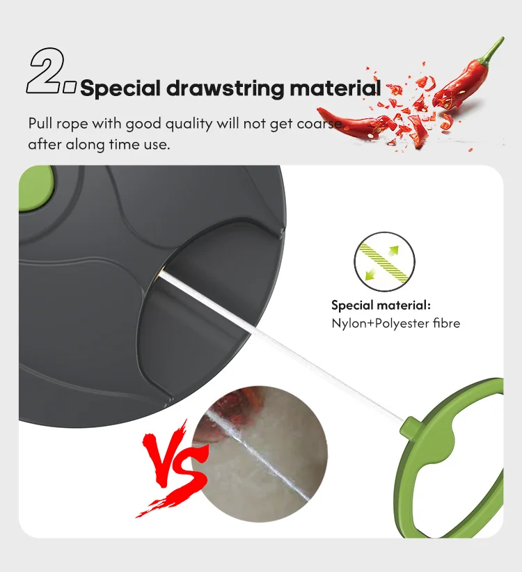 Portable Eco-Friendly Plastic Hand-Pulled Vegetable & Meat Cutter Mini Chopper for Chilli & Garlic Fast & Easy Manual Tool