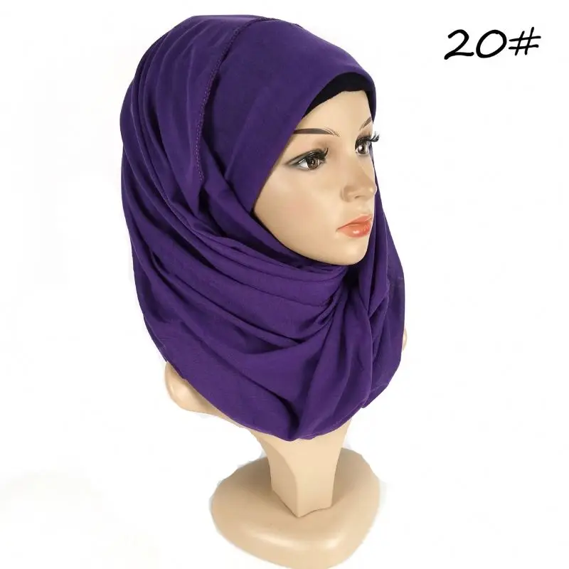 Мягкий льняной мусульманский головной платок 32 цвета, мгновенная печать, Джерси, хиджаб, шапка с полным покрытием, шарф, мусульманские шали, Женский тюрбан, головные шарфы