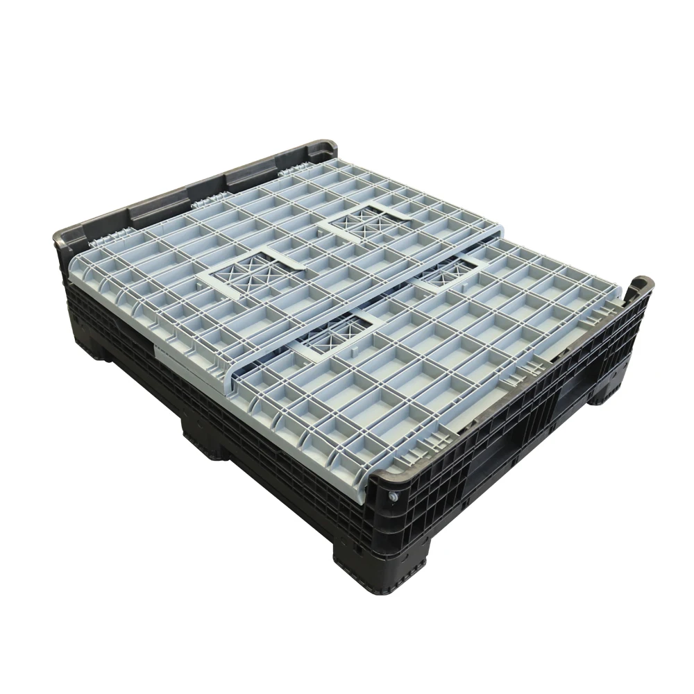 Heavy duty collapsible stackable storage foldable plastic crates