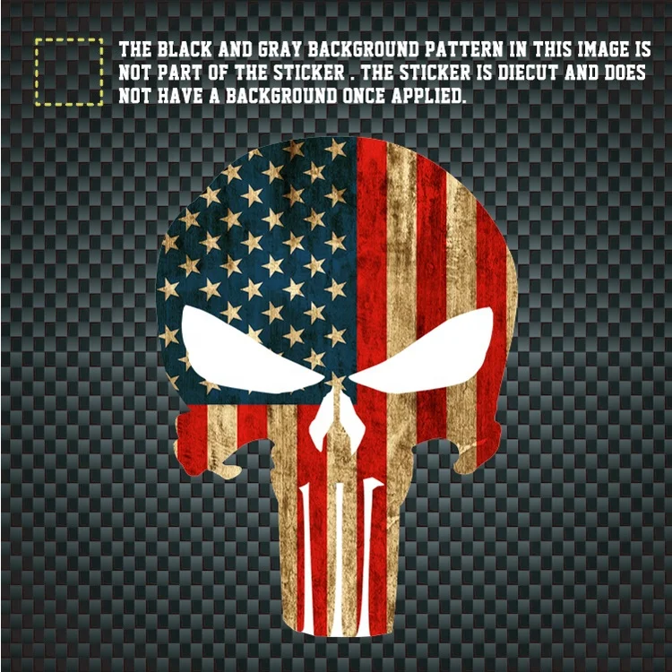 10*15 CMRed Blue Line Punish Decal Thin Red Line Vintage American Flag Punisher Car Sticker