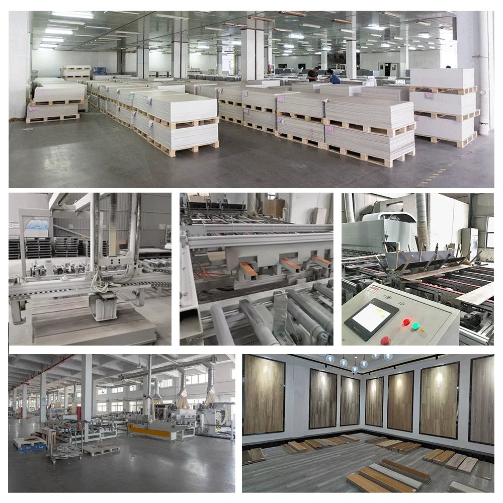 Click Rigid Core Vinyl Plank SPC Plastic Flooring Waterproof 8mm PVC Modern Garage Floor Tiles Indoor Plastic Tiles Gold Lion