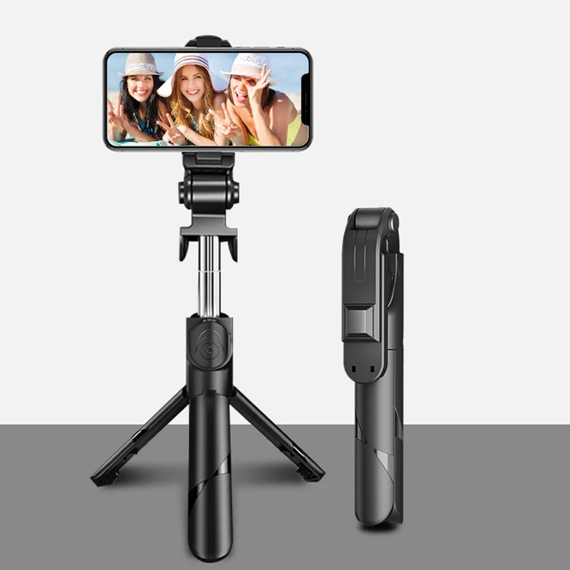 Portable Selfie Stick mobile phone holder cellphone stand Extendable Selfie Stick with Wireless Remote Tripod Stand