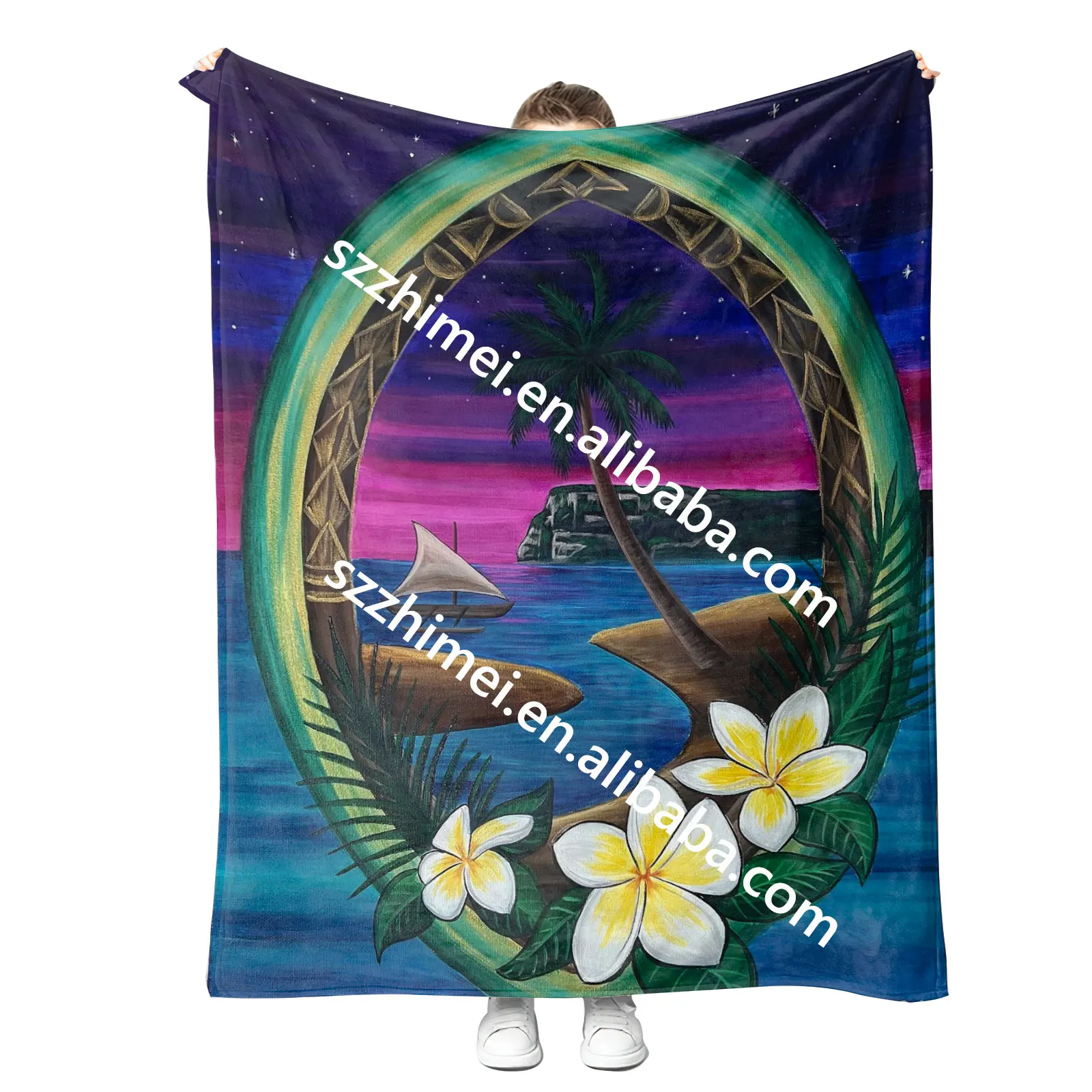 Wholesale custom USA Guam Flag Ultra-Soft Micro flannel Throw Blanket