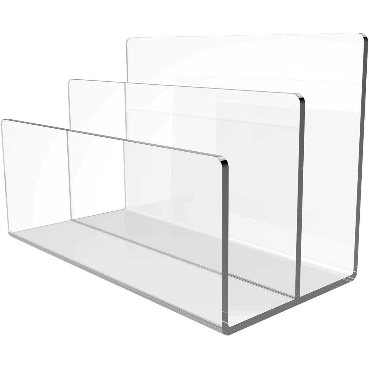 Clear Acrylic File Organizer 2 Section Document Holder File Dispenser for Office Desktop Document Cosmetics Storage Display