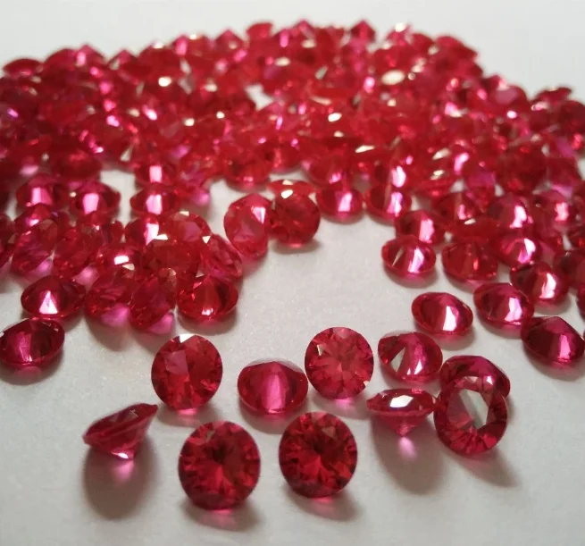 Round cut synthetic corundum  loose gemstones synthetic rough ruby gemstone for jewelry