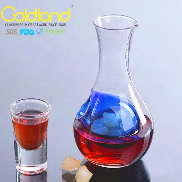 Glass barware Japanese Cold Sake glass Decanter with Colored Ice Reservoir