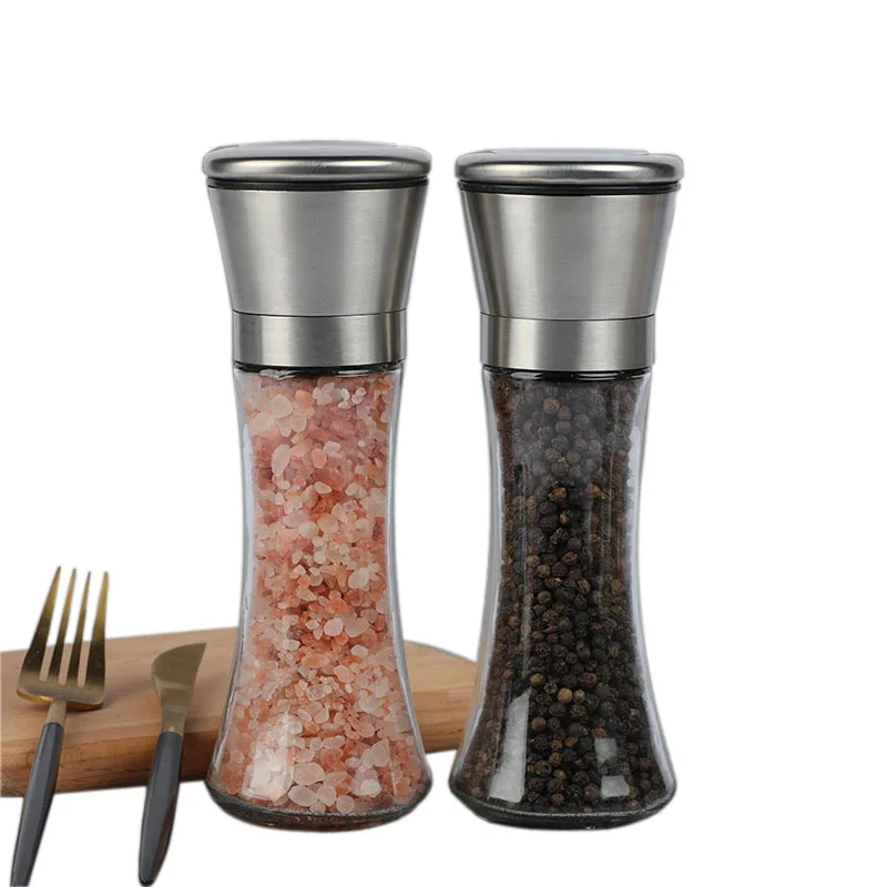 Factory Supply Simple Seasoning Jar Spice Grinder Glass Seasoning Salt Pepper Bottle
